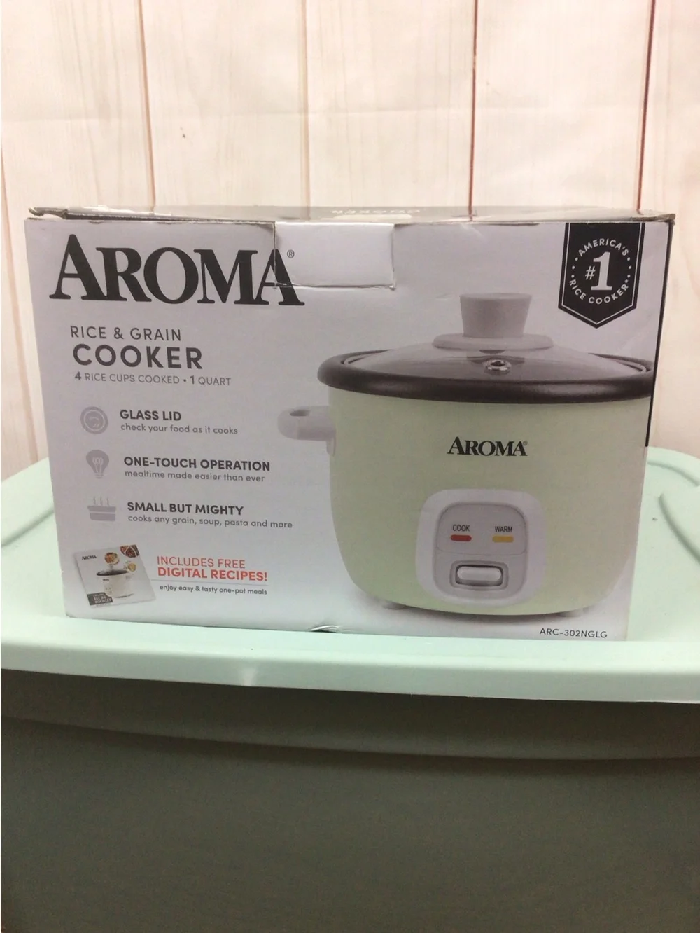 Aroma Rice & Grain Cooker in Pale Green with Black Lid
